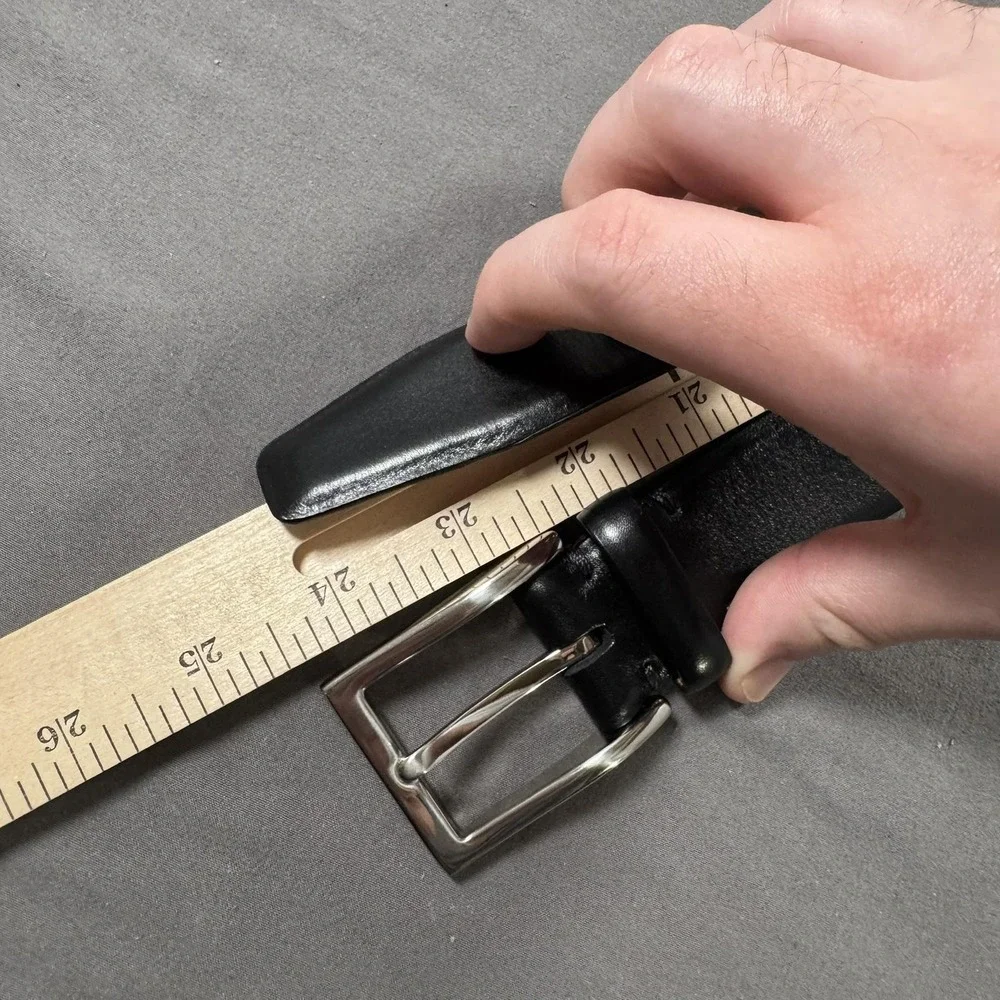 Marchesi di Como Belt Mens‎ 44 Black Genuine Leather Dress Silver Buckle 110cm